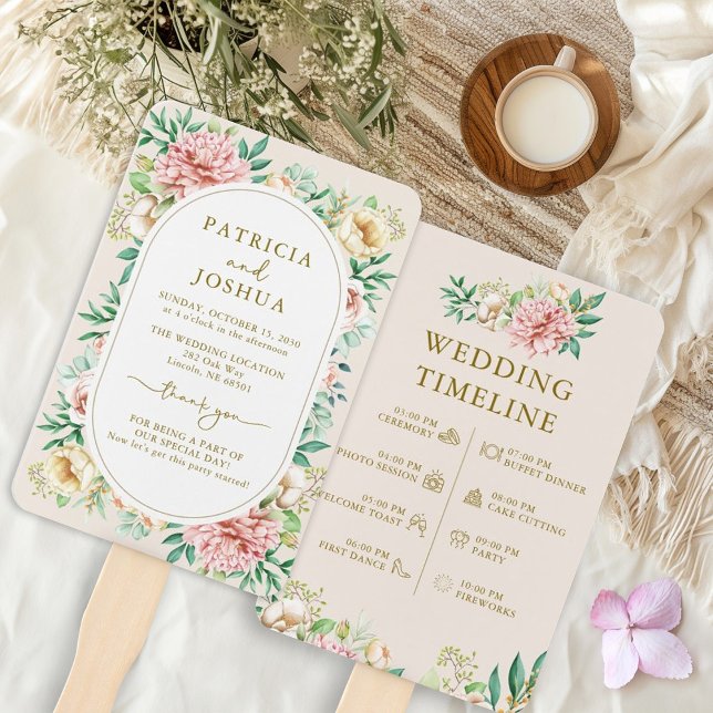 Éventail Programme de mariage Hydrangea Blush Ventilateur à (Créateur téléchargé)