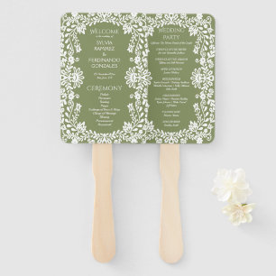Éventail Programme de mariage mexicain Talavera vert sauge