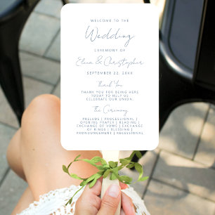 Éventail Programme de mariage minimal Dusty Blue Script