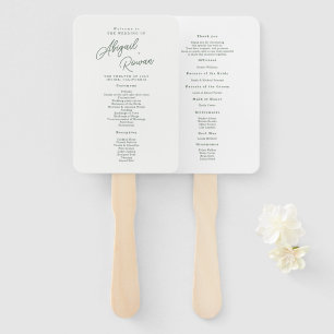 Éventail Programme de mariage minimaliste vert botanique