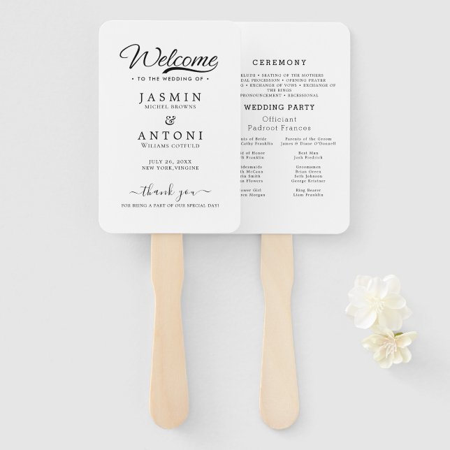 Éventail Programme de mariage moderne (Devant et derrière)
