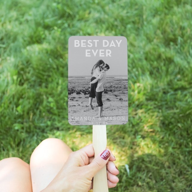 Éventail Programme de mariage moderne Fans Best Day avec ph (Créateur téléchargé)
