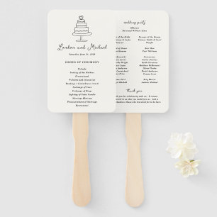 Éventail Programme de mariage moderne gâteau doodle dessiné
