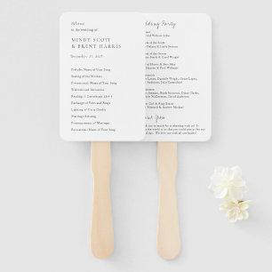 Éventail Programme de mariage moderne minimaliste noir et b