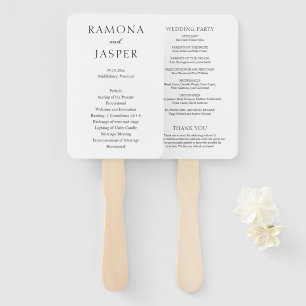 Éventail Programme de mariage moderne simple noir et blanc