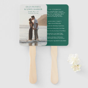 Éventail Programme de mariage moderne vert émeraude simple