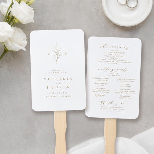 Éventail Programme de mariage monogramme botanique simple e