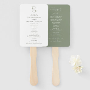 Éventail Programme de mariage Monogramme de feuillage Botan
