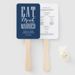 Éventail Programme de mariage Navy Blue Manger Boire et êtr