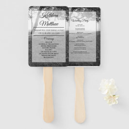 Éventail Programme de mariage noir et blanc à l'ombre extér