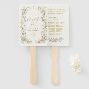 Éventail Programme de mariage orné de pastel doux doré de p