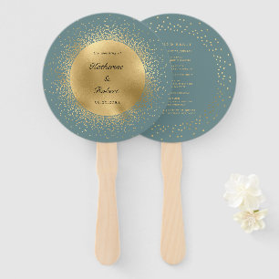 Éventail Programme de mariage Pastel Celestial Gold Moon