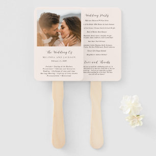 Éventail Programme de mariage photo moderne neutre et terre