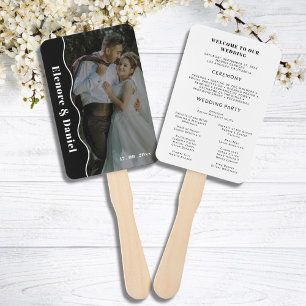 Éventail Programme de mariage photo noir blanc moderne