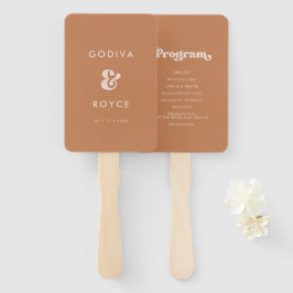 Éventail Programme de mariage pour sucre brun rétro élégant