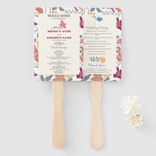 Éventail Programme de mariage rétro floral Boho Chic milieu
