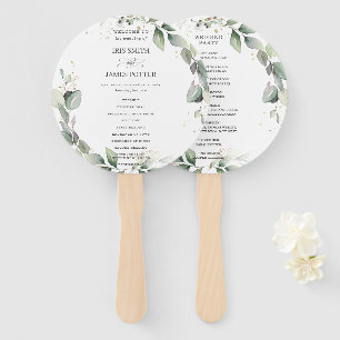 Éventail Programme de mariage rond rustique de la couronne 
