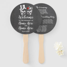 Éventail Programme de mariage Rose crâne Halloween Rouge