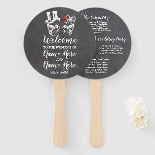 Éventail Programme de mariage Rose crâne Halloween Rouge