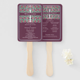 Éventail Programme de mariage royal épée florale argent mau