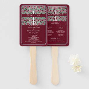 Éventail Programme de mariage royal épée florale argent rou