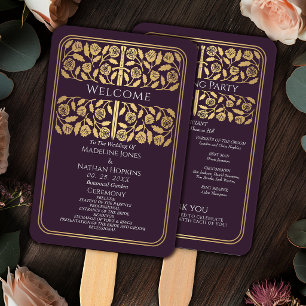 Éventail Programme de mariage royal Épée Médiévale Or doré