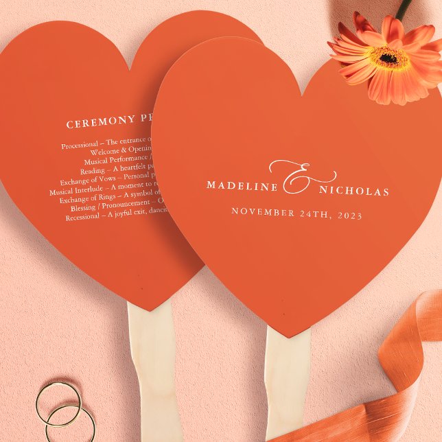 Éventail Programme de mariage simple moderne Orange Sunset  (Créateur téléchargé)