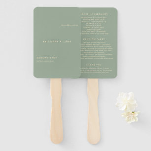 Éventail Programme de mariage simple vert sauge moderne