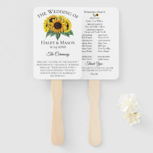 Éventail Programme de mariage sur les champs de tournesol