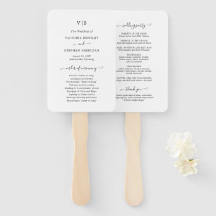 Éventail Programme de mariage traditionnel noir et blanc