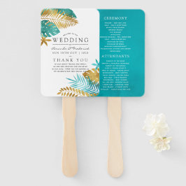 Éventail Programme de mariage turquoise et Gold Tropical