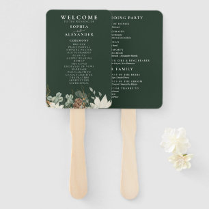 Éventail Programme de mariage vert de forêt rustique Ensemb