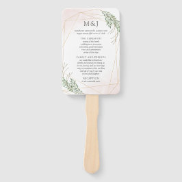 Éventail Programme de mariage vert Feuilles et blush