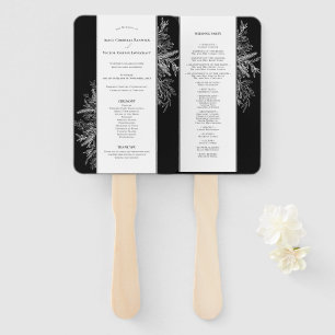 Éventail Programme de mariage vert noir et blanc