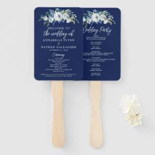 Éventail Programme de mariages d'hiver moderne Floral bleu