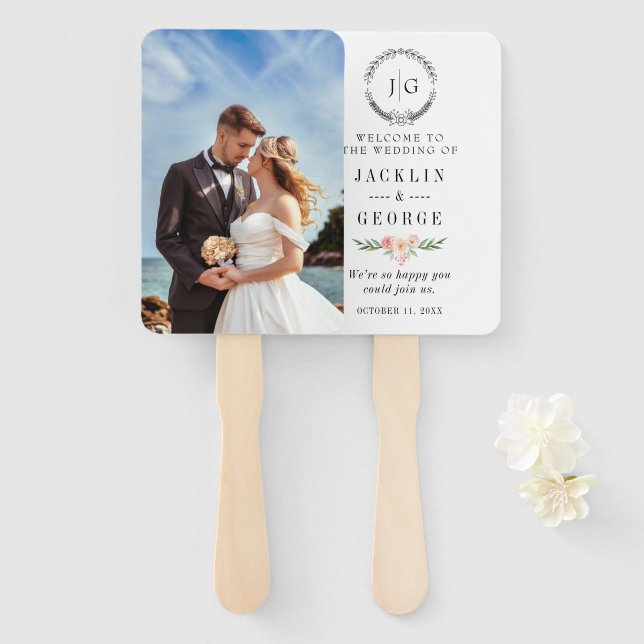 Éventail Programme de ventilateur de mariage avec photos pe (Devant et derrière)