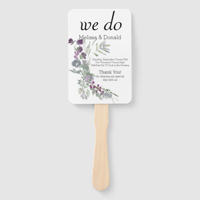Éventail Programme Floral Fleur sauvage de lavande d'aquare (Devant)