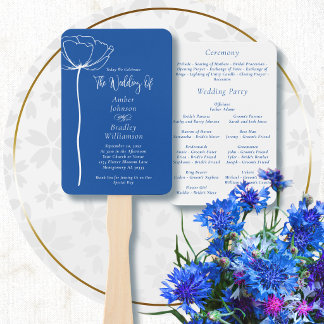 Éventail Programme floral minimal moderne blanc bleu de cob