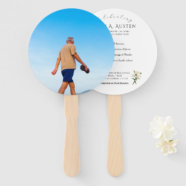 Éventail Programme funéraire rond Ventilateur Spirituel & C (Devant et derrière)