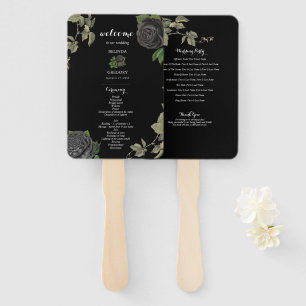 Éventail Programme gothique de mariage noir d'Halloween