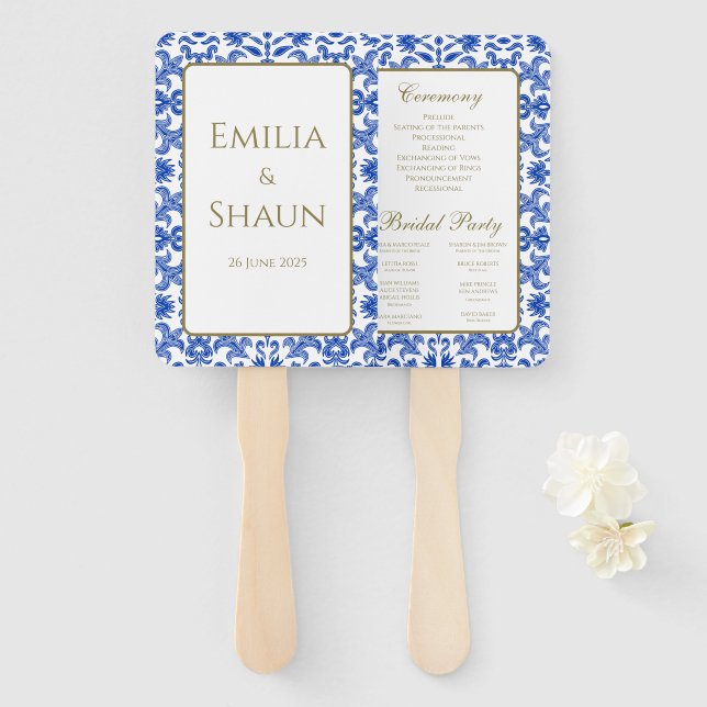 Éventail Programme italien de ventilateur à main bleue (Devant et derrière)