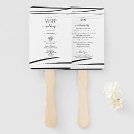 Éventail Programme moderne de mariage noir blanc QR Code