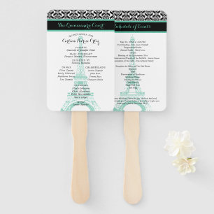 Éventail Programme Quinceanera de Mint Green et Black Paris