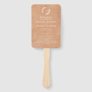 Éventail Programme Rustique de mariage aquarelle