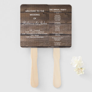 Éventail Programme simple de mariage rustique en bois Venti