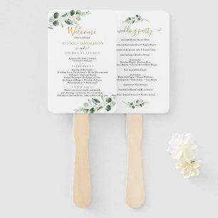 Éventail Programme simple Eucalyptus Greenery Gold Wedding