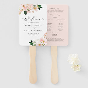 Éventail Programmes de mariage aux Magnolias Rose et Hydran