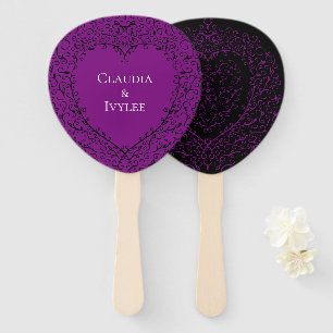 Éventail Purple Black Heart torse Mariage gothique