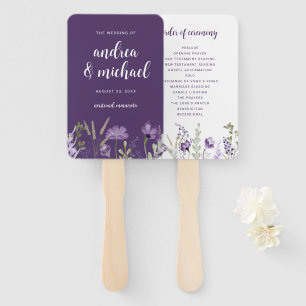 Éventail Purple Lavender Floral Wedding Programme Fans
