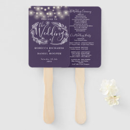 Éventail Purple String Lights Floral Wedding Programme